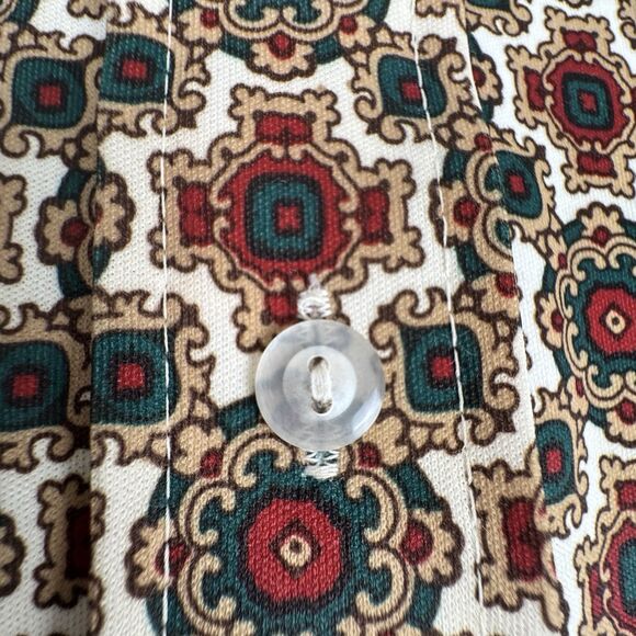 Vintage 70's Mens Sears Button Down Shirt M Pointy Collar Retro Disco Medallion - Picture 6 of 13